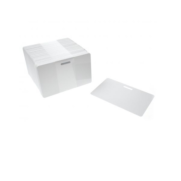 Bild på Blank white cards with slot punched landscape - CR80. 70102024 (DE,SE,NO,FI,RO,PL)