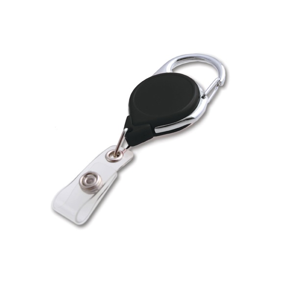 Bild på Black carabiner ID badge reel with strap. 60270170 (DE,SE,NO,FI,RO,PL)