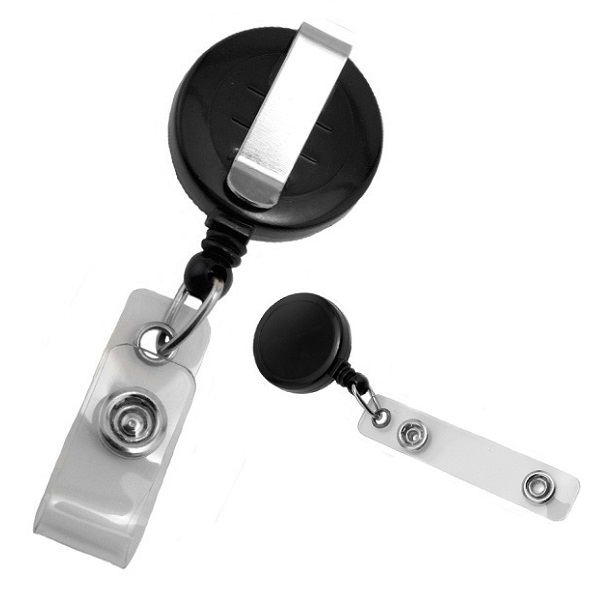 Bild på Black carabiner ID badge reel with belt clip and 22 mm strap which can be printed. 60270178 (DE,SE,NO,FI,RO,PL)