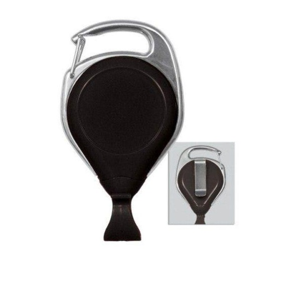 Bild på Black carabiner No-Twist ID badge reel with belt clip and card clip. 60270142 (DE,SE,NO,FI,RO,PL)