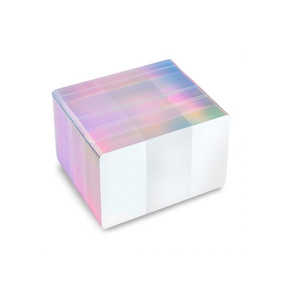 Bild på Blank white cards with holographic silver egde - CR80. 70102029SE (DE,SE,NO,FI,RO,PL)