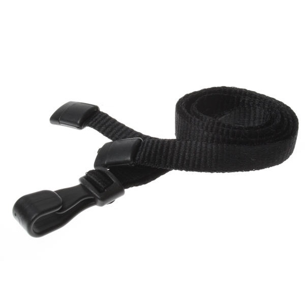 Bild på Svart snöre / nyckelhängare 10 mm med plast-J-klämma - 100 % polyester. 60270541