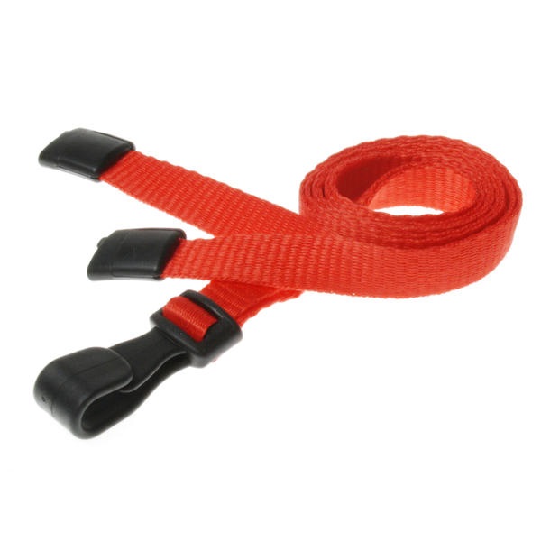 Bild på Red lanyard / Keyhanger 10 mm with plastic J clip - 100% polyester. 60270545 (DE,SE,NO,FI,RO,PL)