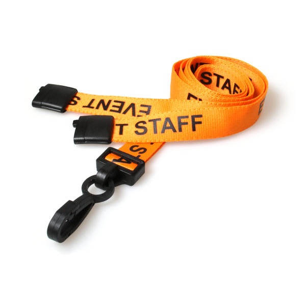 Bild på Event staff orange lanyard / Keyhanger 15 mm with plastic J clip. 60270592 (DE,SE,NO,FI,RO,PL)