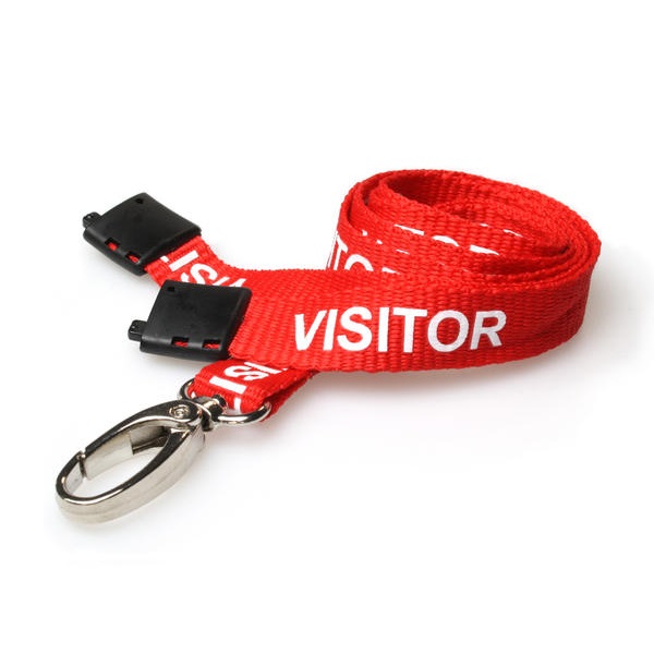 Bild på Visitor red lanyard / Keyhanger 15 mm with metal lobster clip. 60270587 (DE,SE,NO,FI,RO,PL)