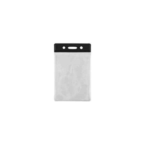 Bild på 86x54 mm Card holder / carrying case soft plastic. Black top / clear (vertical / portrait). 60270301 (DE,SE,NO,FI,RO,PL)