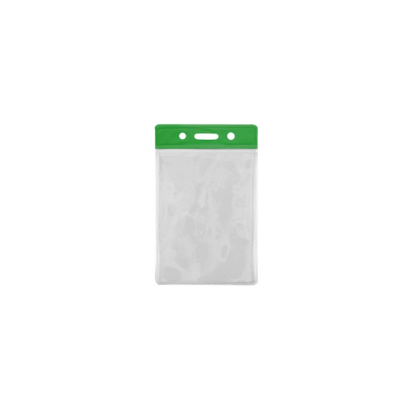 Bild på 86x54 mm Card holder / carrying case soft plastic. Green top / clear (vertical / portrait). 60270306 (DE,SE,NO,FI,RO,PL)