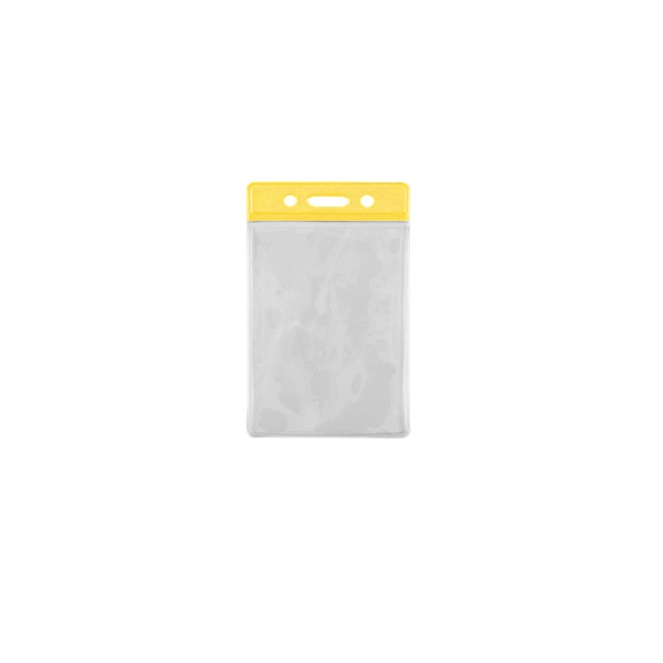 Bild på 86x54 mm Card holder / carrying case soft plastic. Yellow top / clear (vertical / portrait). 60270307 (DE,SE,NO,FI,RO,PL)