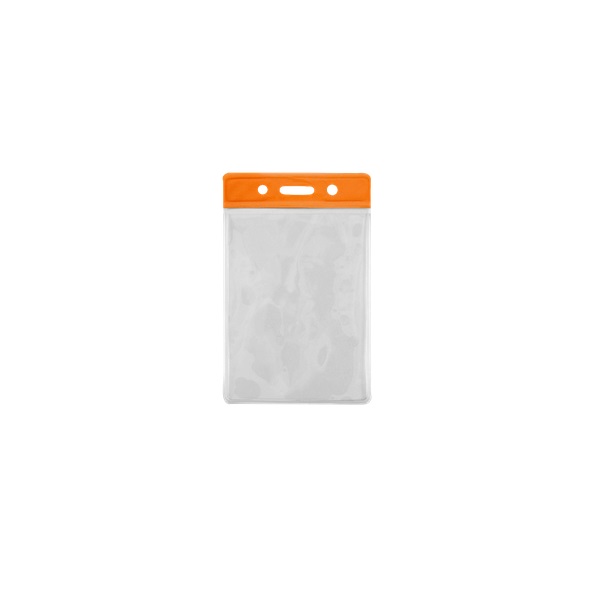 Bild på 86x54 mm Card holder / carrying case soft plastic. Orange top / clear (vertical / portrait). 60270303 (DE,SE,NO,FI,RO,PL)
