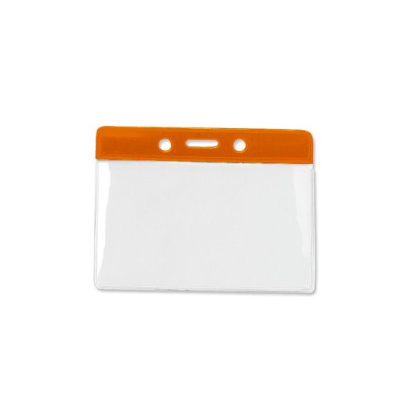 Bild på Card holder/carrying case soft plastic 86 x 54 mm. Orange top/clear (horizontal/landscape). 60270313 (DE,SE,NO,FI,RO,PL)