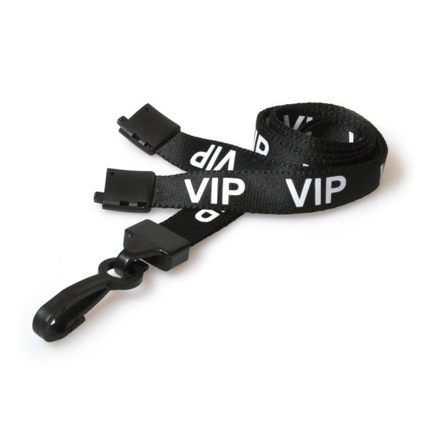 Bild på VIP black lanyard / keyhanger 15 mm with plastic J clip. 60270591 (DE,SE,NO,FI,RO,PL)