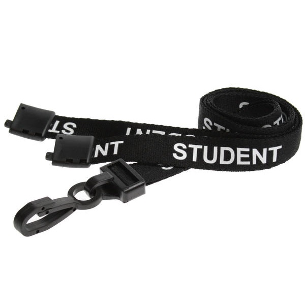 Picture of Student black lanyard / keyhanger 15 mm with plastic J clip. 60270593