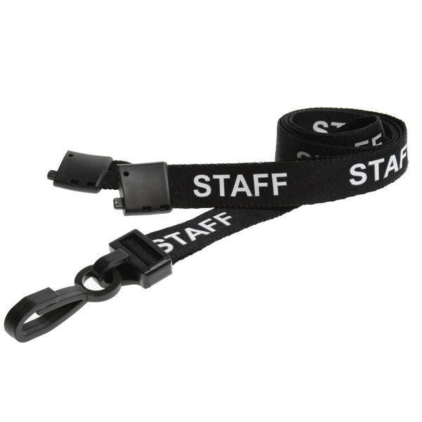 Bild på Staff black lanyard / keyhanger 15 mm with plastic J clip. 60270589 (DE,SE,NO,FI,RO,PL)