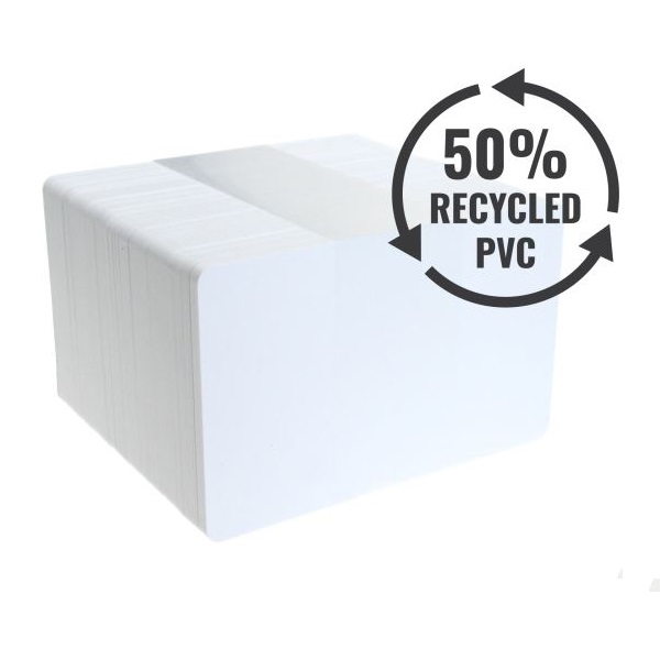 Bild på Plastic cards blank white 50% Recycled PVC - 0,76 mm / 760 micron. 70102124 (DE,SE,NO,FI,RO,PL)