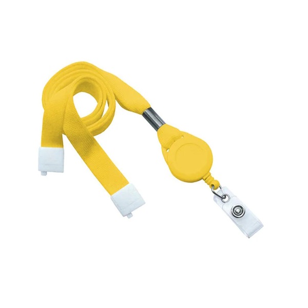 Bild på Yellow 16 mm flat tubular breakaway lanyards with attached yoyo card reel and clear vinyl strap. 60270627 (DE,SE,NO,FI,RO,PL)