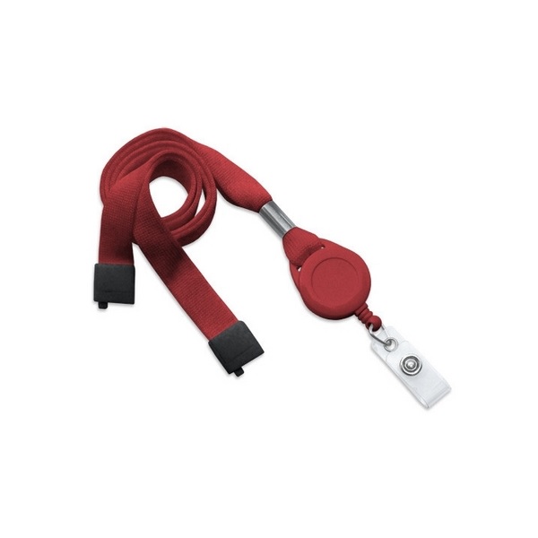 Bild på Red 16 mm flat tubular breakaway lanyards with attached yoyo card reel and clear vinyl strap. 60270625 (DE,SE,NO,FI,RO,PL)