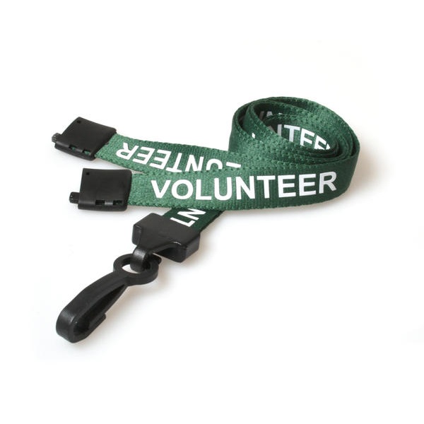 Bild på Volunteer green lanyard / keyhanger 15 mm with plastic J clip. 60270582 (DE,SE,NO,FI,RO,PL)