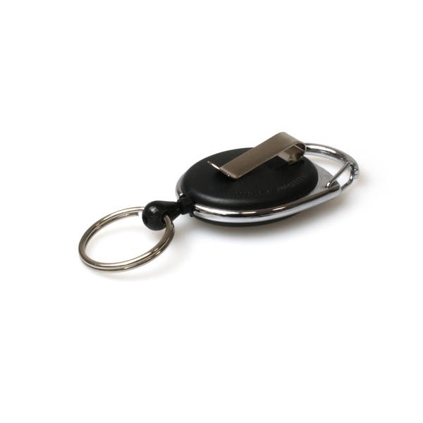 Bild på Black solid carabiner ID badge reel with belt clip and key ring. 60270230 (DE,SE,NO,FI,RO,PL)