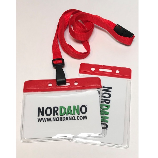 Bild på Card holder / carrying case soft plastic 86 x 54 mm. red top / clear with a red lanyard. (60270315/60270305)+60270545 (DE,SE,NO,FI,RO,PL)