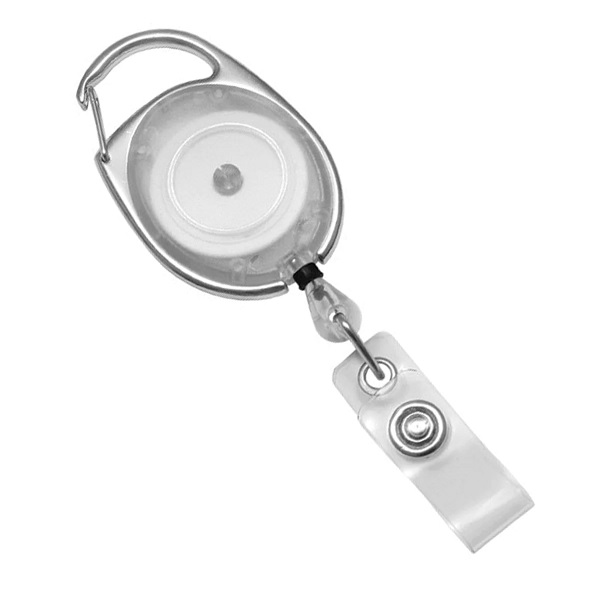 Bild på White translucent carabiner ID badge reel with strap. 60270174 (DE,SE,NO,FI,RO,PL)