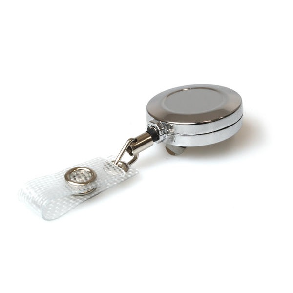Picture of 32 mm Chrome Medium Duty Mini Card / ID badge reel with belt clip and reinforce strap. 60270235