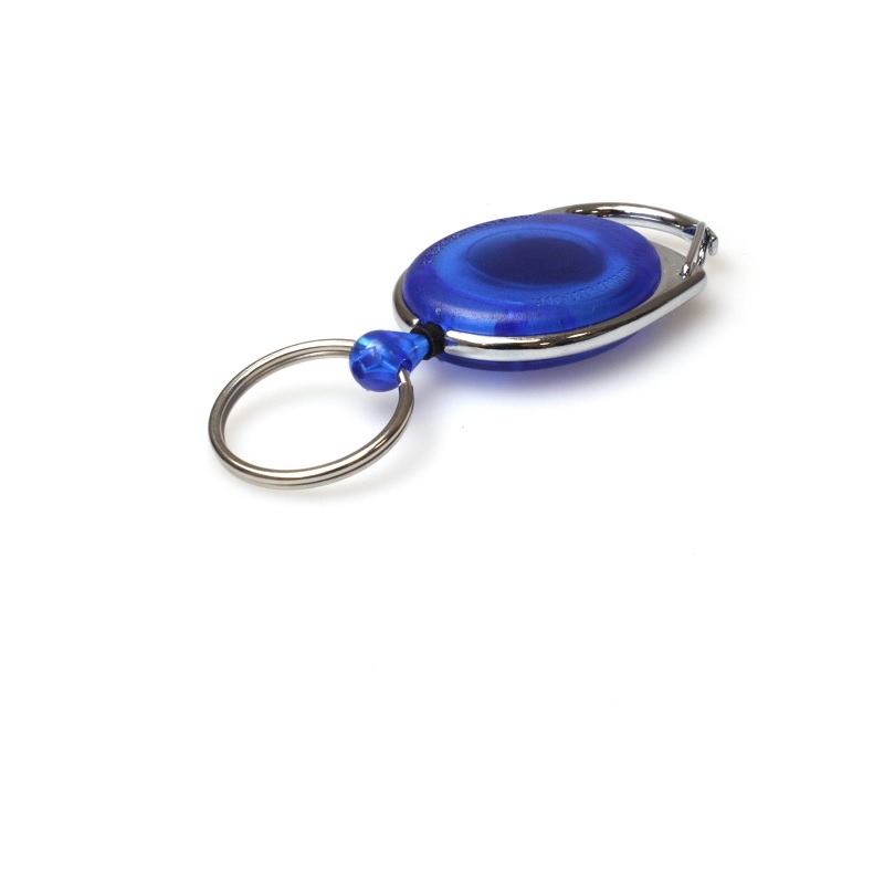Bild på Blue carabiner ID badge reel with key ring. 60270236 (DE,SE,NO,FI,RO,PL)
