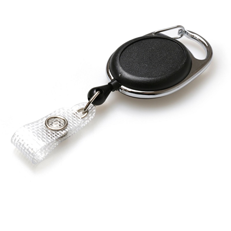 Bild på Black carabiner ID badge reel with reinforced strap clip and with Recess(for sticker use). 60270238 (DE,SE,NO,FI,RO,PL)