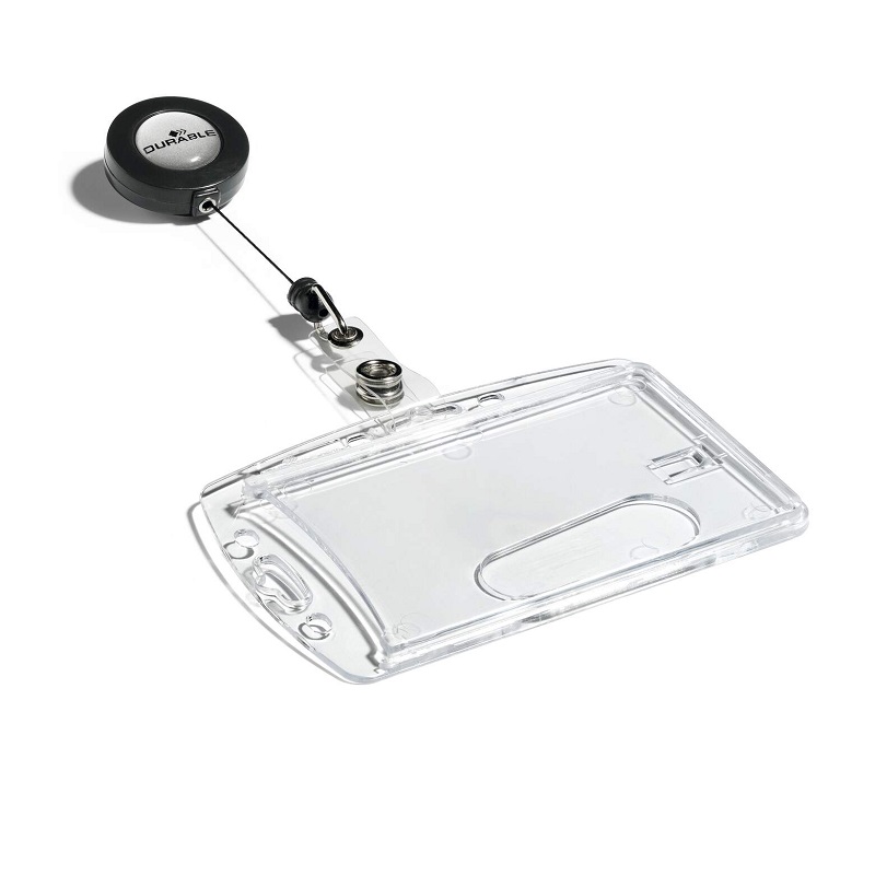 Bild på Durable Identity ID Badge/Badge Holder with badge reel. Enclosed card holder / carrying case rigid plastic (horizontal/landscape or vertical/portrait) with badge reel. 60270296 (DE,SE,NO,FI,RO,PL)