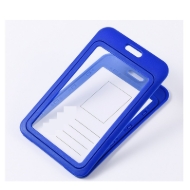 Picture of Green 86x54 mm Card holder / carrying case hard plastic / Badge holder. Clear on both sides. (vertical / portrait). 60270346