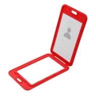 Picture of Grey 86x54 mm Card holder / carrying case hard plastic / Badge holder. Clear on both sides. (vertical / portrait). 60270350