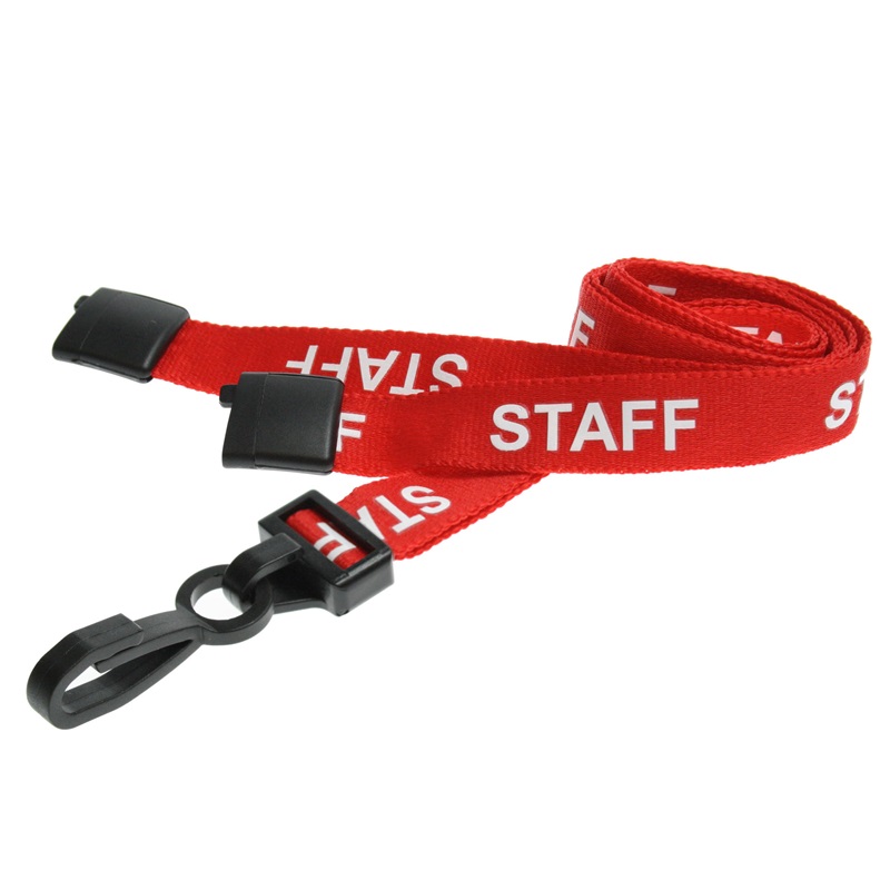 Bild på Staff red lanyard / keyhanger 15 mm with plastic J clip. 60270597 (DE,SE,NO,FI,RO,PL)