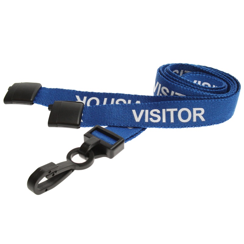 Bild på Visitor blue lanyard / keyhanger 15 mm with plastic J clip. 60270602 (DE,SE,NO,FI,RO,PL)
