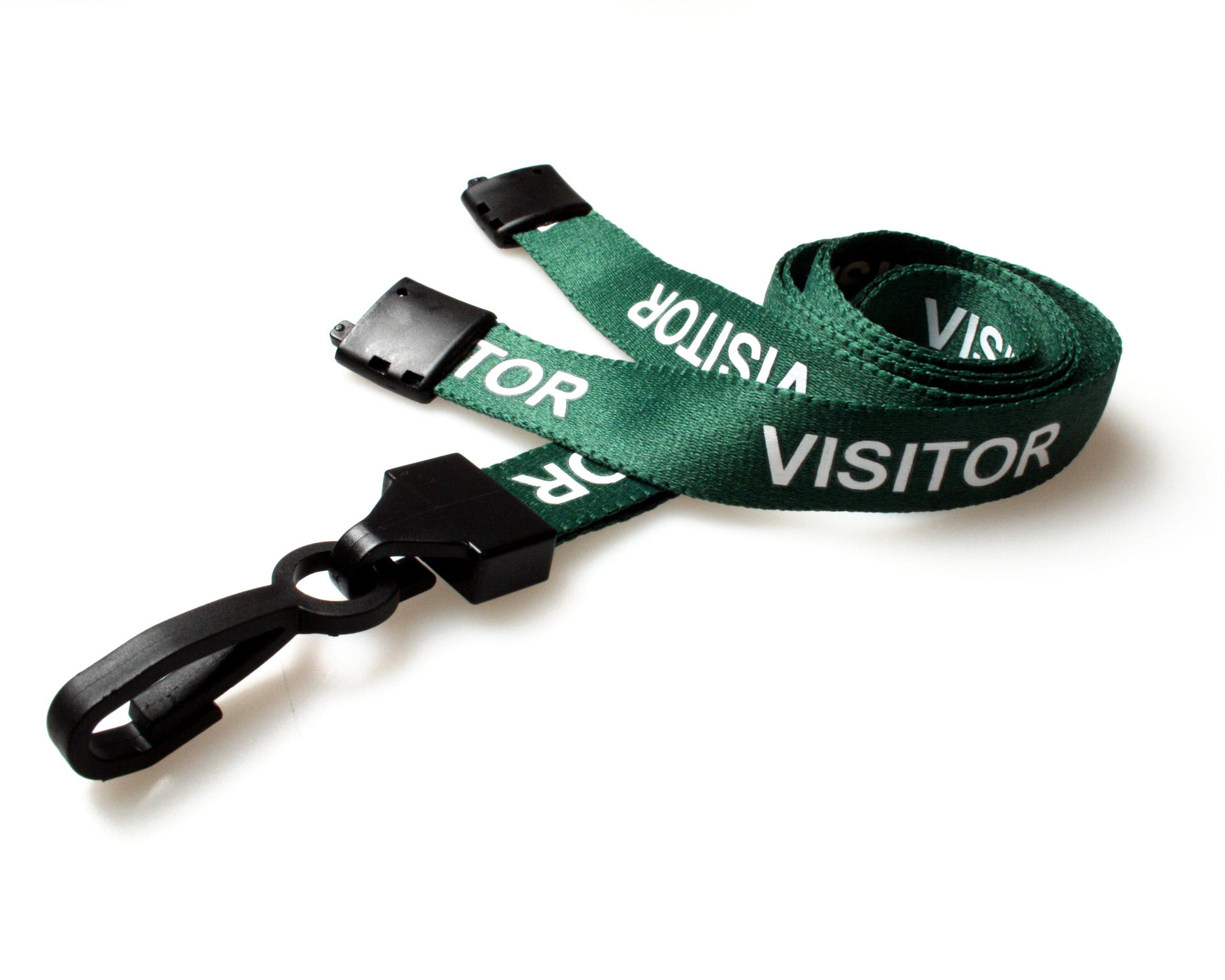 Bild på Visitor green lanyard / keyhanger 15 mm with plastic J clip. 60270603 (DE,SE,NO,FI,RO,PL)