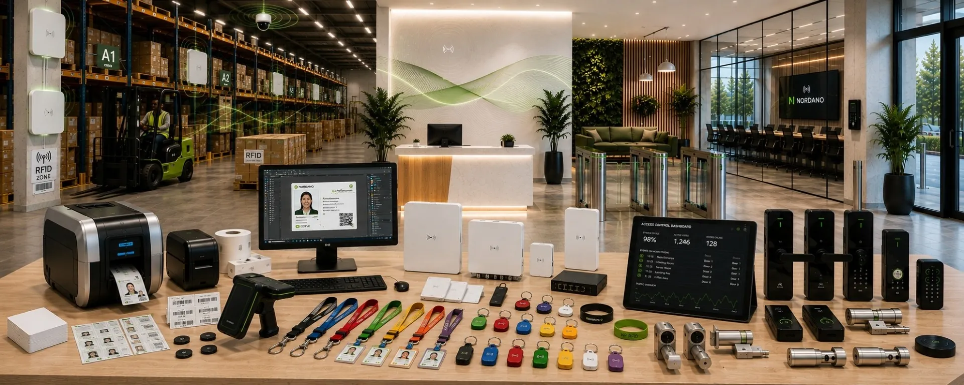 RFID-lagerhantering, produktion av ID-kort och passerkontroll från NORDANO